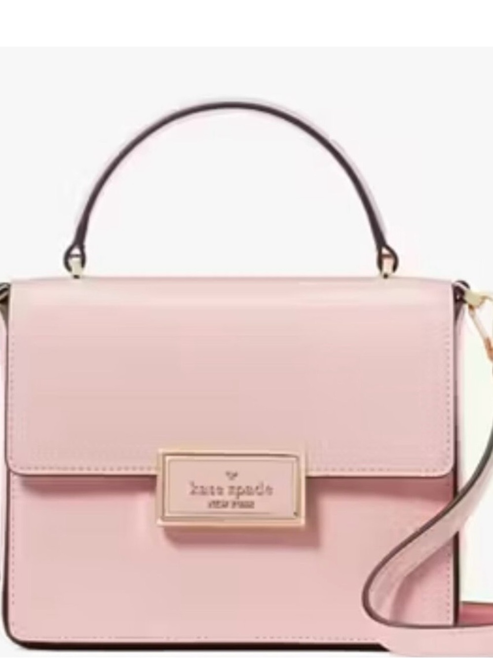 Kate Spade Reegan Pink Leather Top-Handle Crossbody Bag handle and cross strap